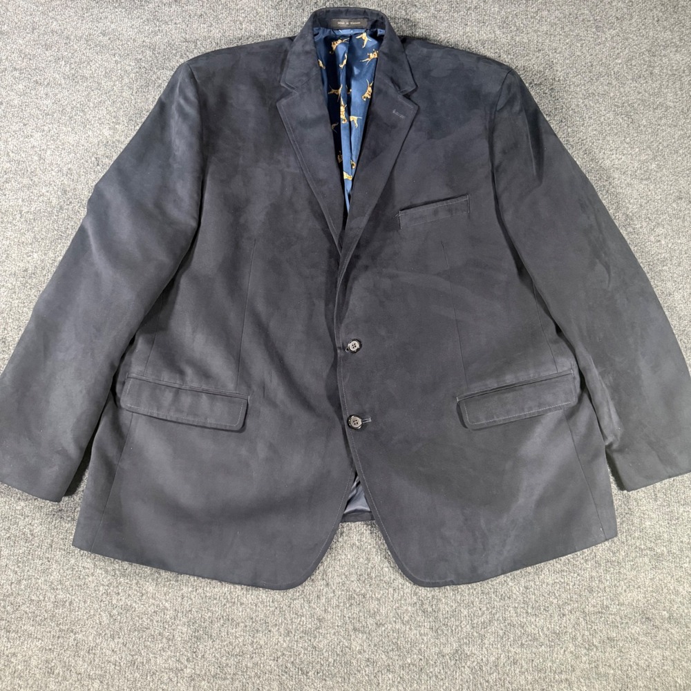 Lauren Ralph Lauren Faux Suede Blazer Dog Lining Navy Blue Sport Coat 50R